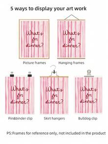 1 件优质中世纪晚餐主题复古字体印刷品，带红色和粉色点缀，无框帆布海报，适用于厨房/餐厅/宿舍，是送给她和海滩毕业典礼的完美礼物，Funkyposters 墙面印刷品（厨房装饰）