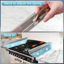 New-2025- 16.5"-32" Stove Counter Gap Covers, Stainls Steel Stove Guard, Cooktop Trim Kit, Stove Gap Guards, Oven Gap Filler, Heat Ristant & Effectively Protect Stove Gap Filler, Sier (2PCS) - 說16.5-32英寸 - 查看 4