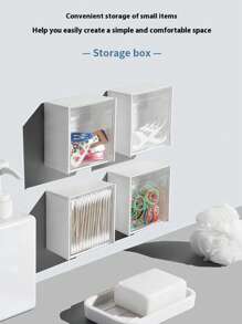 4 szt./3 szt./2 szt./1 szt. Ścienne pudełko do przechowywania czystych wacików, łazienkowy organizer ścienny z klapką bez dziurkowania, pudełko do przechowywania kosmetyków, pudełko do przechowywania biżuterii, plastikowy stojak do przechowywania, używany do organizowania i przechowywania czystych wacików, nici dentystycznej, sznurków do włosów, spinek do włosów, podkładki do makijażu, puszki do pudru, szminki, odpowiednie do domu, akademika, komercyjnego, łazienki, dekoracji pokoju, kolekcji łazienkowej, kolekcji sypialni, pudełko do przechowywania