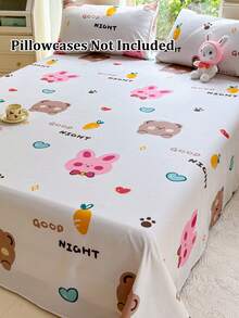 1pc Cartoon Printed Bedsheet, Soft Comfortable Mattress Protector, Kids Cartoon Geometric Bedding Set, Heart Pattern Bedding Set, Home Decor, Fits Twin/Full/Queen/King Size Beds, Suitable For Mother's Day Gift, Machine Washable - YSX-cartoon Printed Single Bed Sheet - View 22