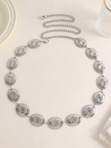 1pc Metal Waist Belt Body Chain, Suitable For Summer Dresses And Bodysuits, Versatile For Women - Silver - View 3