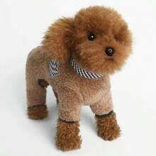 宠物服装，狗狗服装羊毛夹克，带双 D 形环，秋冬款，适合中小型犬 - 咖啡棕 - 查看 3