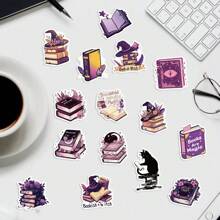 50 pezzi Adesivi a forma di libro da strega per Kindle, adesivi in vinile estetici e magici da strega per laptop, iPad, e-book reader, borraccia, ragazze, romanticismo erotico (viola), forniture scolastiche, ritorno a scuola