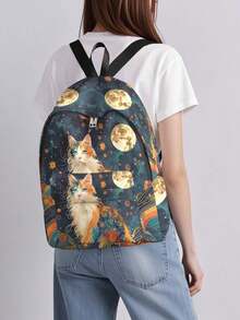 Fun Cartoon Cat Pattern Large Capacity Printed Women's Backpack, Pocket Backpack, Backpack With Pockets, Suitable For Girls, College Students, White-Collar Workers, Very Suitable For High School, College, Business, Outdoor Work And Returning To School Cat Pattern Large Capacity Printed Women's Backpack - Multicolor - View 7
