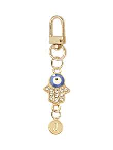 The New Fashion Fatima's Hand Metal Key Chain, With The Initial Letters A-Z, Glittering Bag Accessories, Charm Car Pendants, Suitable For Daily Wear, Wallet And Handbag Accessories, Suitable For Commuting, Learning, Vacation, Picnic, Camping, Beach, Keys, Pendants And Easy To Find Keys, This Is The Best Gift For Sisters And Friends. - Multicolor - View 26