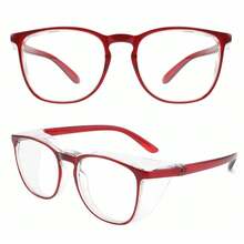 Gafas de seguridad Alsenor con antiempañante, gafas protectoras contra la luz azul, protección UV, antipolvo para hombres y mujeres (Paquete de 2 (Nuevo azul + Nuevo morado)) - Rojo - Ver 1