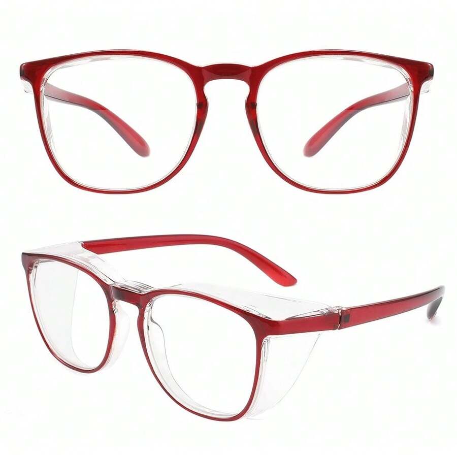Gafas de seguridad Alsenor con antiempañante, gafas protectoras contra la luz azul, protección UV, antipolvo para hombres y mujeres (Paquete de 2 (Nuevo azul + Nuevo morado)) - Rojo - Ver 1