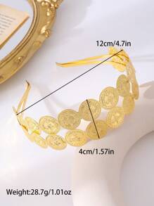 1 pieza Diadema lujosa de estilo árabe chapada en oro con diseño de moneda turca, para novia, fiesta de boda, regalo festivo