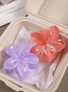 3 pièces Pinces à cheveux fleurs grandes 8 cm/3,15 pouces dégradé rose et vert pour femmes, en plastique léger, mode, élégantes, simples, couleur unie, convenant pour le quotidien, les sorties, les fêtes, les vacances, le chignon, la queue de cheval, le lavage du visage, le maquillage, accessoires vestimentaires, Saint-Valentin