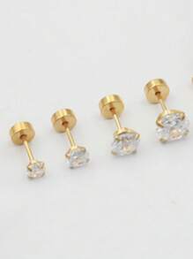 2/8 piezas Aretes con tachas de acero inoxidable hipoalergénico con CZ transparente incrustado, 20G rosca interna Labrete Medusa Conch Trago, 3mm 4mm 5mm 6mm, decoración de joyería de piercing para mujeres y hombres