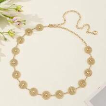 金属腰链腰带时尚简约连衣裙设计，女士韩版网红时尚 - 金色 - 查看 12