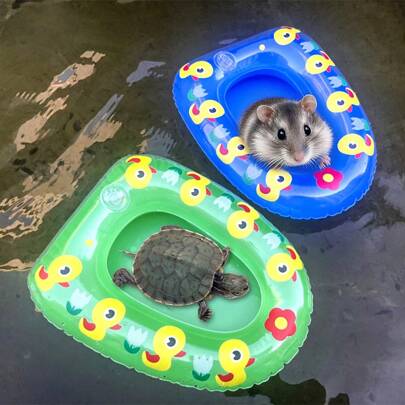 2 قطعة لعبة قطار السباحة بتصميم أفعى كرتوني ،قارب نفخ ، حلقة سباحة صغيرة ،حلقة سباحة بلاستيكية قوية للحيوانات الأليفة ،اكسسوارات زخرفية طافية لحوض السلاحف و الأسماك والبرك