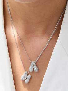 1 pieza Collar con colgante de letra inicial de burbuja lindo para mujer, cadena de acero inoxidable con dije grueso de alfabeto de bronce, joya delicada como regalo para niñas