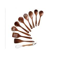 SHEIN X Heather Rae 5 Pieces Wooden Kitchen Utensil Set, Wooden Spoon For Cooking, Wooden Cooking Utensils, Natural Teak Wooden Spoon For Nonstick Pans
