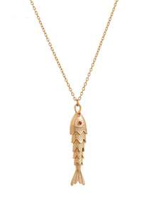 1 件可爱金色活动小鱼吊坠项链，镶嵌锆石，镀 18k 金，适合日常佩戴、旅行和派对，可送给妻子、母亲、女朋友、女士首饰、女士吊坠项链、镀金首饰