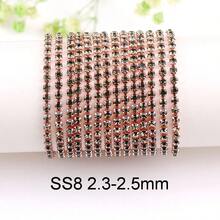 SS6-16, 2-4mm, 2 Yards/Pack, Crystal Rhinestone Chain, Champagne Gold Metal Base, Sewable & Glueable Cup Chain Decor, Sewing Glass Rhinestone Trim Ribbon, DIY Accessories, Suitable For Clothing, Crafts, Shoes, Bags, Mugs, Bottles, Cups, Phone Cases - Multicolor - View 29
