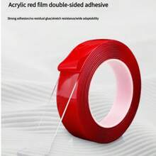 Super-Adhesive Double-Sided Tape, Transparent Acrylic Adhesive, Strong, Residue-Free Acrylic Red Film Double-Sided Tape, Suitable For Picture Frames, Cars, High-Adhesion Transparency, Carpet Fixing, Home Office Walls, DIY Crafts, And Posters.