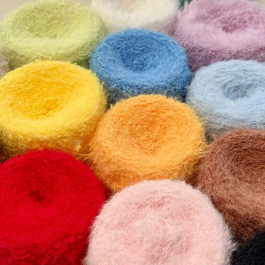 全新仿貂毛纱线，DIY手工包包、玩偶、衣服、围巾、钩针编织柔软纱线 - 3mm - 查看 1