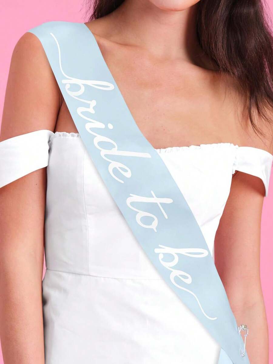 To-Be-Bride Ribbons | Blue Accessories For Single Ladies, Bridal Party Accessories, Bachelorette Party Decorations, Bridesmaid Gifts, Engagement Party Supplies - Blue - View 1