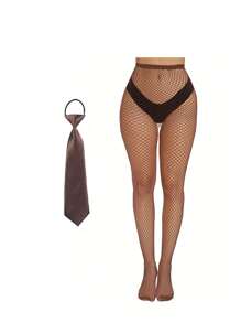 2 PIEZAS Un par de calcetines de red elegantes para mujer combinados con un lazo corto. Esta combinación sirve como una opción ideal para varias ocasiones, incluyendo la temporada de regreso a clases, fiestas, festivales de música de los años 80 y el Día de San Valentín. Halloween