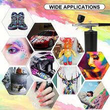 Airbrush Kit With Compressor - 48PSI High-Pressure, Non-Clogging Air Brush Set Cordless Rechargeable With 0.25mm Nozzle And Cleaning Brush For Nail Art, Makeup, Painting, And Cake Decorating - 黑色噴槍 - 查看 2