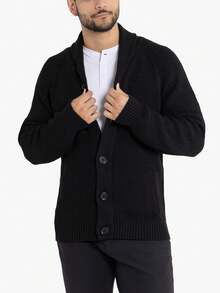 Men's Shawl Collar Cardigan - màu đen - Xem 5