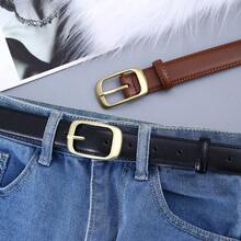 1pc Women's Casual And Business Fashion Versatile Belt, Suitable For Pairing With Jeans And Casual Pants Fall, Autumn, Halloween - Black - View 5