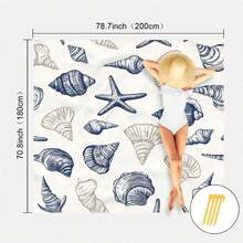1pc Marine Element Printed Beach Mat, Waterproof And Anti Sand Oversized Beach Mat, Lightweight For Adults For Travel, Camping, And Picnics