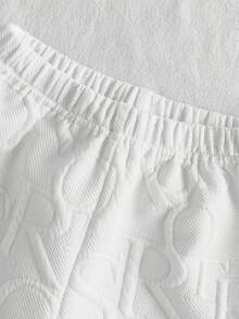 Chatreadl 2 件套年轻男童休闲时尚 Polo 领针织上衣和短裤字母图案服装，适合春、夏、秋季户外 - 白色 - 查看 7