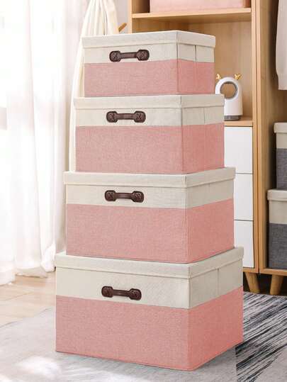 1pc Hand-Held Storage Box With Lid, Clothes Sorting Box, Folding And Contrasting Toy Wardrobe, Organizing Moving Box