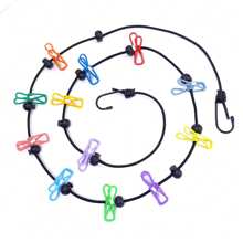 Corde à linge rétractable et portable avec 12 pinces pour les voyages, le séchage du linge à l'intérieur, le camping à l'extérieur, pinces de positionnement élastiques résistant au vent, style coréen
