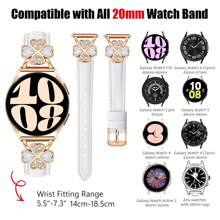 pulseira feminina para Galaxy Watch compatível com relógios 7/6/5/4 (40 mm/45 mm) e Classic (43 mm/50 mm) e Pro (45 mm) - Design de diamante trevo de quatro folhas da sorte - Pulseira fina e respirável e confortável - Moda elegante e fofa, multicolorida - À prova de suor e hipoalergênica - Pulseira de substituição premium para negócios/encontros/casamentos/uso diário - Melhor presente para ela