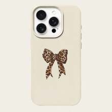 Bow-Knot 1pc TPU Material Elegant Leopard Print Bow Decoration Phone Case, Compatible With IPhone//Redmi