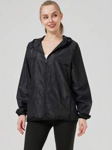 1 pièce Veste légère et imperméable de protection solaire d'été pour femmes, veste de sport de plein air décontractée à séchage rapide et fine avec sac de rangement