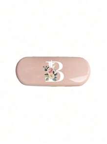 Cremefarbene/Monet-Stil einfarbige Brillenetui, Muster mit Blumen-Anfangsbuchstaben A-Z, neues und einfaches Design, praktisch und tragbar mit wasser- und staubdichter Funktion, Buchstaben Dekor Brillenetui für Sonnenbrillen und Brillen, Brillen-Aufbewahrungsbox mit Deckel, tragbarer Aufbewahrungsbehälter für Zuhause für Damen und Herren, Brillenhalter, schützende Brillenetuis, harte Sonnenbrillenbox