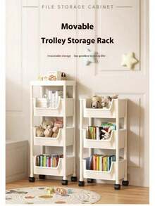 1 件可移动书架收纳架、儿童玩具收纳架、桌下零食架、独立式小型滚动手推车 - 彩色 - 查看 3