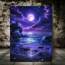 1pc [30*40cm/11.8*15.7in] 5D Acrylic Diamond Painting Kit, Night Landscape Pattern, Suitable For Adult Beginners DIY Mosaic Diamond Art, Full Drill Handmade DIY Diamond Painting, Applicable For Living Room, Bedroom, Office Wall Decoration Hanging Painting, Surprise Gift Art Home Decor For Family And Friends, Frameless
