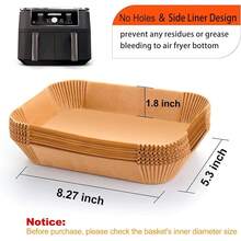 New-2025- Air Fryer Liner Rectangular For  Foodi Dual Basket 8QT 10QT, Bella Air Fryer Accsori, Air Fryer Liners 4 Qt Rec, 125Pcs Parchment Paper Liners For DZ201,DZ, FG551 - 接收 8.6x 5.5 - 查看 6