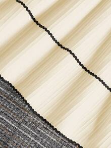 女童无袖背带裙，杏色拼色搭配黑色蕾丝边，休闲甜美细肩带 A 字裙，适合夏季度假 - 杏色 - 查看 5