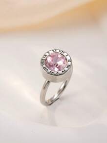 1 pieza Anillo de acero inoxidable chapado en oro de 18k con diamantes para mujer, accesorio elegante y de moda adecuado para uso diario, vacaciones, citas, regalo