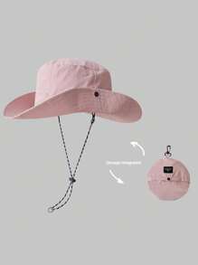 1 pieza Sombrero de cubo plegable de unicolor para mujer, protección solar de moda para exteriores, playa, protección UV