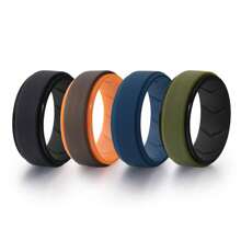 4 Packs Men's Silicone Rings Wedding Band Rubber Ring Fit Size 7-15, Comfortable, Durable & Stylish For Active Lifestyles 8mm Wide 2mm Thick