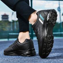 Men's Cushioned Sneakers - Shock-Absorbing Non-Slip Casual Sports Shoes, With Breathable Fabric Lining And Durable Polyurethane Sole, Suitable For Running, Tennis And Training - All-Season Comfort, Casual Wear, Fashionable Shoe Design, Stylish Striped Shoes