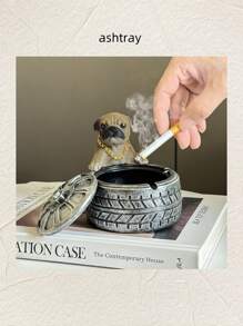 1pc Resin Multi-Color Ashtray Creative Personalized Home Living Room Anti-Flying Ash Dustproof Cute Dog Office Anti-Smell Ashtray