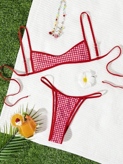 Ladies Swimsuit; Sexy Fashion; Red Two Pieces Swimwear; Summer Beach; Bikini Set.