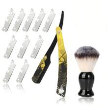 Stainless Foldable Steel Straight Edge Barber Shaving Razor For Men, Folding Vintage Barber Razor, 10 Premium Blades, Replaceable Blades