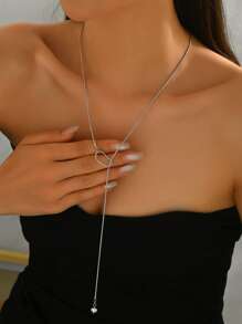 1pc European & American Style Simple Round Bead Gold Necklace