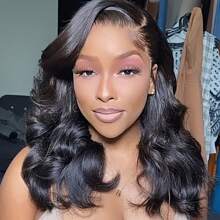 200% Density Glueless Human Hair Wig Body Wave Short Bob 13X4 Frontal Lace Wig For Women Pre Plucked Grade Breathable Lace Natural Hairline Simple Wear Natural Look Brazilian Party Date Vacation Cosplay Rainbow Festival