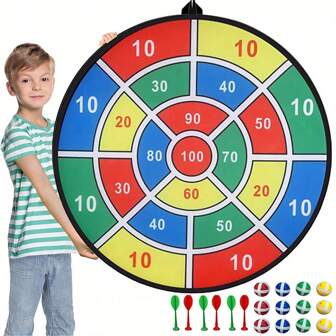 Colorful Sticky Ball Dart Target Set, Large Kids Dart Board Set, Foldable And Portable For Indoor/Outdoor Entertainment, Family Party Game Toys, Parent-Youngsters Interaction Birthday Gift Party Game Supplies, Ideal Gift For Boys And Girls, Fun Toys