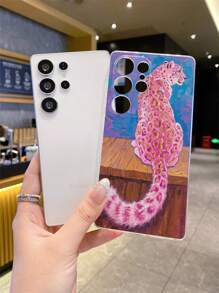 1pc Pink Leopard Transparent Anti-Scratch Anti-Fingerprint Soft TPU Phone Case, Precise Cutouts For Camera, Compatible With Samsung, Nothing, Pixel, INFINIX, Redmi Smartphones
